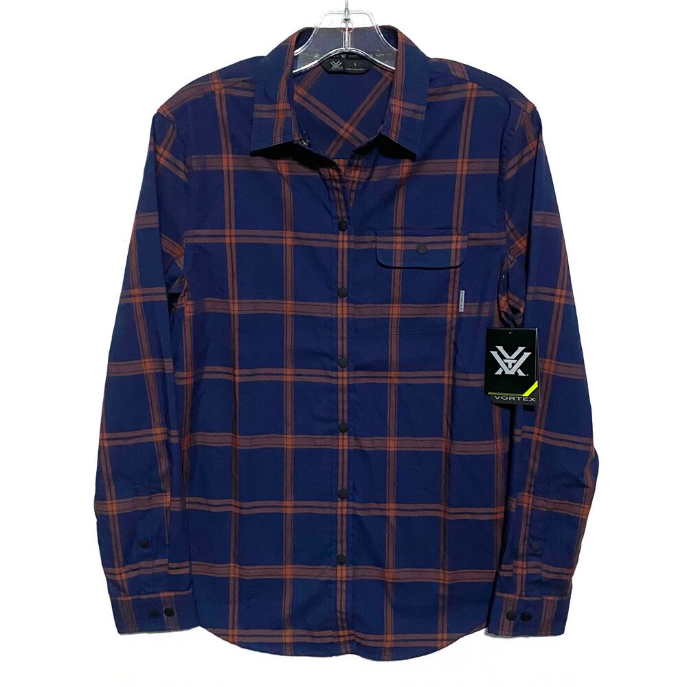 Vortex Blue Plaid Snap Button Shirt Womens S Gorpcore Outdoors Hiking Travel NWT